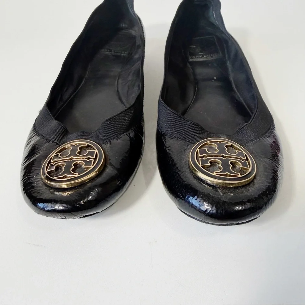 Tory Burch Caroline Ballet Flats Black Patent Leather Size 9